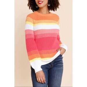 Cupcake Francescas Women Sweater Cotton Mock-Neck Pink Stripe Top Preppy S NWT